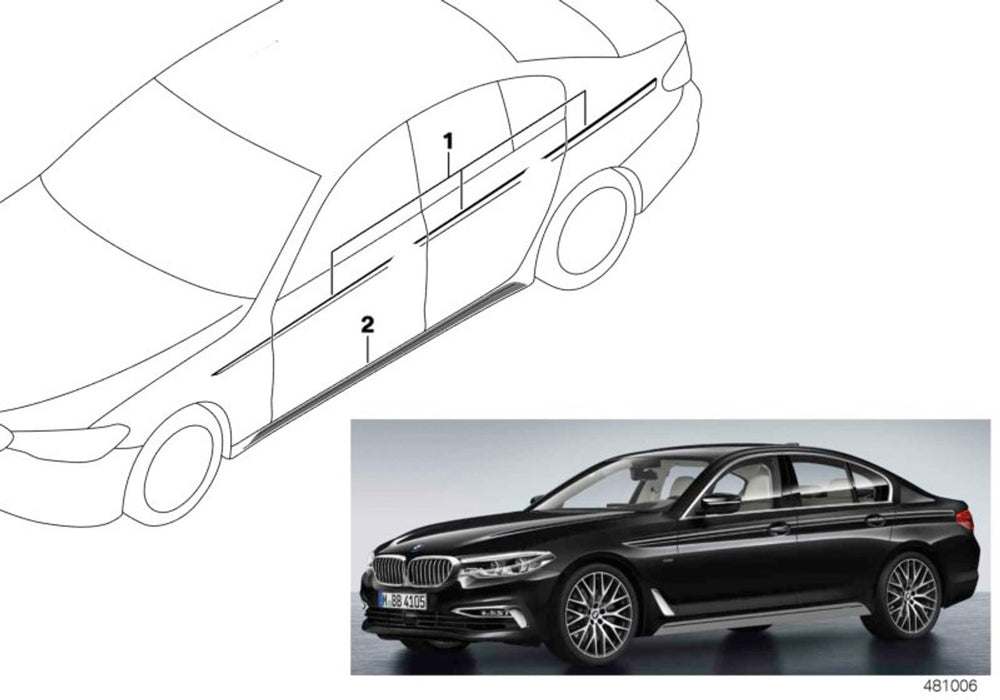 BMW 5 Series Side Decal Decorative Foil With Accent Line Left / Right