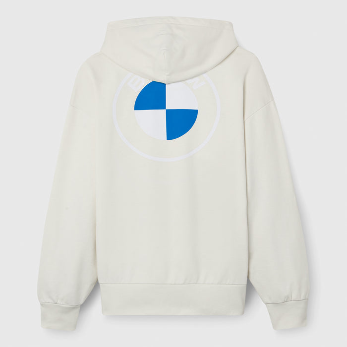 BMW Sweathoodie Logo Reverse Unisex - White with Blue Logo