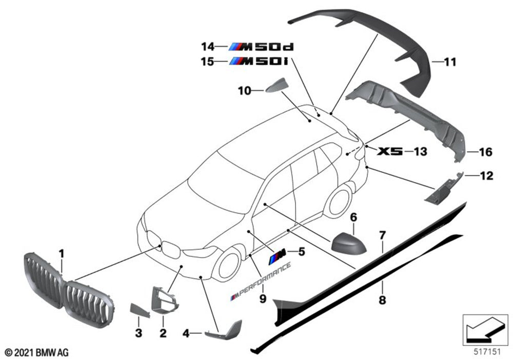 BMW M Performance Left Brake Air Inlet Trim Carbon