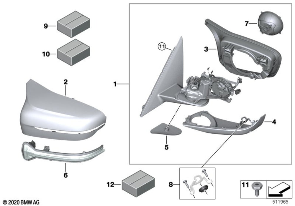 BMW Left Passenger Side NS Lower Wing Mirror Housing Section